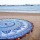 Blue Long Leafs Pom Pom Medallion Mandala Roundie Beach Throw
