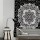 Black & White Lotus Mandala Medallion Wall Tapestry