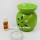 Green Flower Carved Oil Burner Diffuser Set with Aroma Oil & Tea Light
