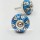 Blue Decorative Leaves Hand Painted Ceramic Closet Knobs Set Of 2 