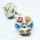 White Mixed Colorful Shabby Chic Indian Decorative Ceramic Knob Set of 2