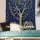 Blue & Gold Valentine Love Tree Elephant Tapestry Wall Hanging