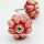 Red Hand Carved Boho Shabby Chic Indian Decorative Ceramic Cabinet Knob Set of Two