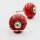 Red Boho Floral Carved Decorative Round Ceramic Cabinet Knob Set of Two
