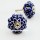 Decorative Indigo Flower Ceramic Cabinet Knob Set of 2