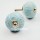 Blue & White Carved Flower Decorative Ceramic Cabinet Knob Set of 2