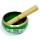 Green Hand Painted Tibetan Singing Bowl Set with Striker & Cushion 5 Inch