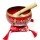 Red Hand Painted Brass Tibetan Singing Bowl Set with Mallet & Cushion 4 Inch