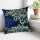 Blue & Black Print Indian Boho Accent Running Kantha Cushion Cover 16X16 Inch