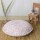 White & Sparkle Rose Gold Boho Copal Mandala Round Floor Pillow Cover with Pom Pom - 32 Inch