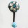 Boho Teal White Big Flower Painted Porcelain Ceramic Wall Hook