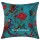 Large Teal Birds Floral Bohemian Decorative Square Kantha Throw Pillow Cover - 24X24 Inch