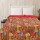 Red Multi Frida Kahlo Printed Bohemian Indian Kantha Quilt Blanket Bedspread - Twin Size