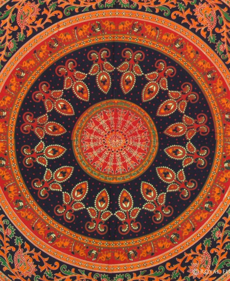 Red Elephant Floral Indian Mandala Tapestry Wall Hanging Bed Cover ...