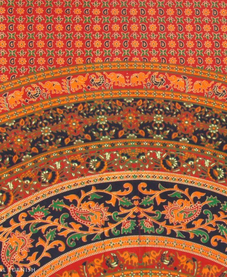 Red Elephant Floral Indian Mandala Tapestry Wall Hanging Bed Cover ...