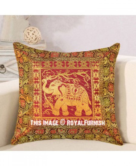 16" Handmade Cushion Pillow Cover Sky Blue Silk Brocade Elephant Sofa Throw 