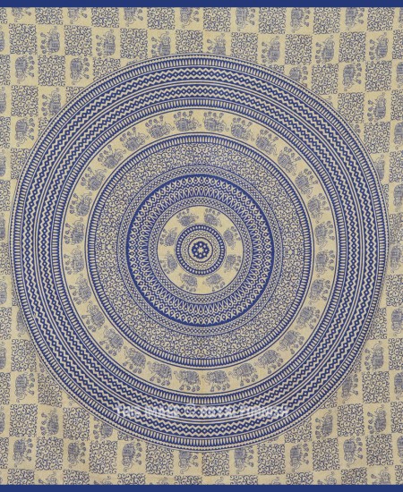 Blue Elephant Mandala Indian Bohemian Hippie Tapestry Throw Wall ...