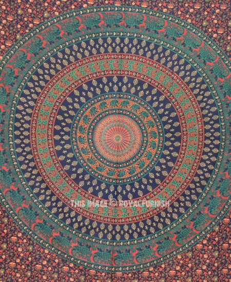Queen Size Elephant Floral Bohemian Mandala Wall Tapestry ...