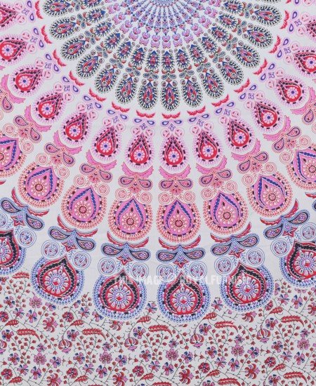 Blue Mandala Tapestry Wall Hanging - 100% Cotton, 84" X 54", Handmade Bedspread & Throw