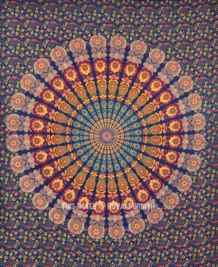 Queen Psychedelic Hippie Mandala Tapestry, Boho Wall Hanging Bed Cover ...