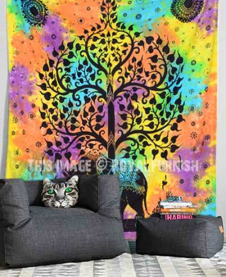 hippie elephant tree tapestry wall hanging tie dye sheet bedding tye dye sheet