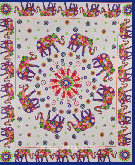 Large Colorful Elephant Mandala Tapestry Hippie Cotton Indian Bedspread ...