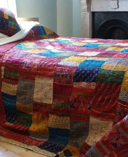 Silk online kantha throw