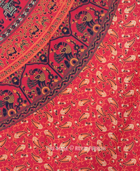 Red Multi Bohemian Rings Medallion Mandala Tapestry - RoyalFurnish.com
