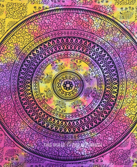 Pink Purple Colorful Bohemian Mandala Wall Tapestry - RoyalFurnish.com