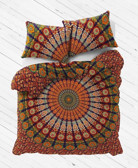 Pink Multi Trippy Ombre Queen Bohemian Mandala Bedding Duvet Cover