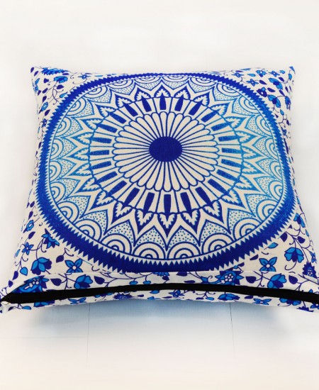 Decorative Blue Bohemian Throw Pillow Case 16X16 Inch - RoyalFurnish.com