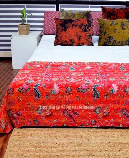 Bohemian quilt kantha stitch reversible kantha vintage kantha Quilt kantha quilt Indian vintage kantha Floral Print bedspread kantha